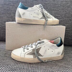Golden Goose Women's Super-Star Sneakers - White/Ice/Petroleum, US Size 5/EU 35
